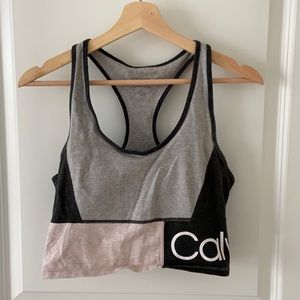 calvin klein colorblock longline sports bra top